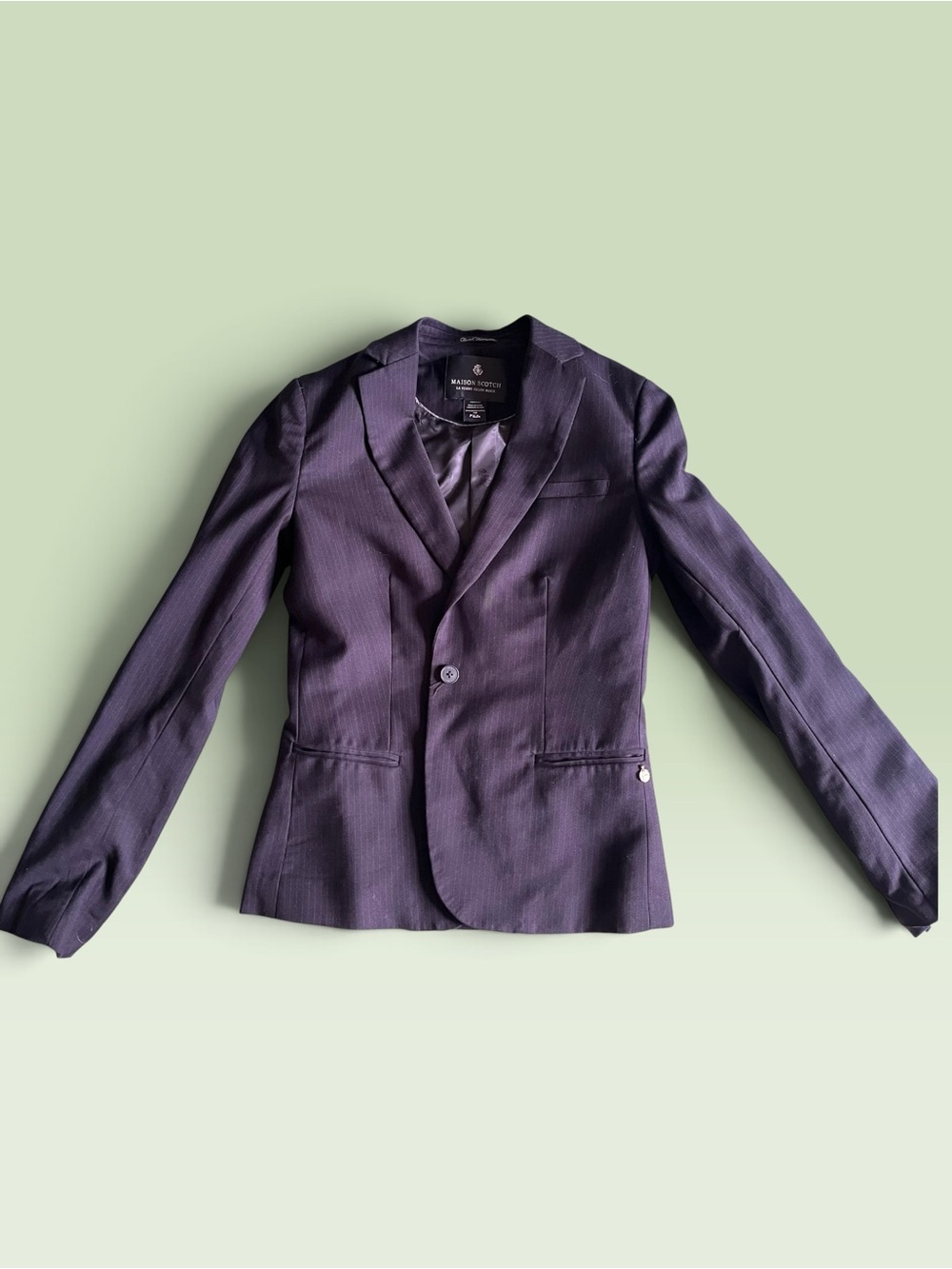Maison Scotch Navy Pinstripe Tailored Petite Blazer